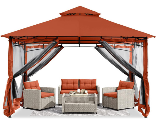 Pérgola De Patio Resistente De 10 Pies X 12 Pies Red D...