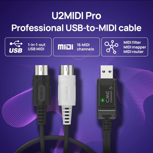 Cabo Usb Midi Cme U2midi Pro De Alta Velocidade Com Filtro Y