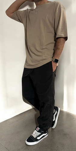 Remera Oversize 100% Algodon Peinado Cuello Rib Premium