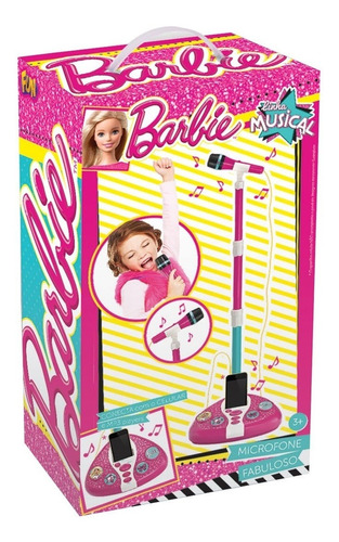 Brinquedo Barbie Microfone Fabuloso Com Mp3 Da Fun F00044