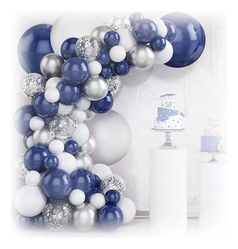 Kit De Guirnalda De Globos Azul Blanco Decora Arco Cumpleaño