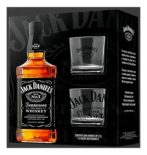 Jack Daniel's Old No.7 45%、43%　2本セット Jack Daniel's Old No. 7 1 L Com 2 Copos Personalizados | MercadoLivre