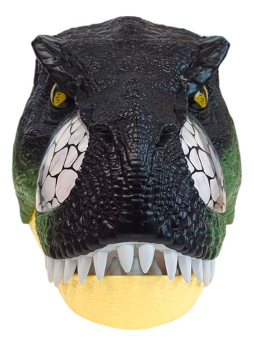 Cabeza Mascara De Dinosaurio Con Luz Y Sonido Color Verde