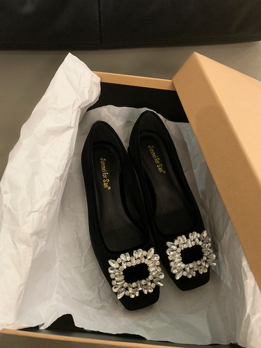 Zapatos Elegantes De Una Sola Capa Con Diamantes De Imitació
