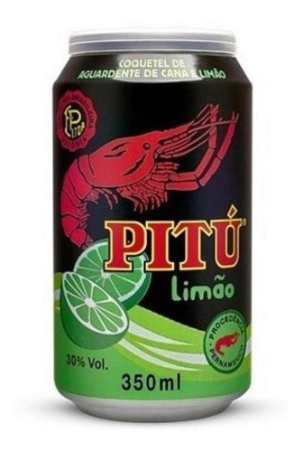 Bebida Pitú Limão Aguardente Lata 350ml