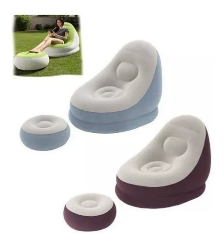 Sillon Multifuncional  Inflable Con Poof Colores