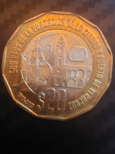 Moneda De 20 Pesos De Veracruz De Los 500 Años
