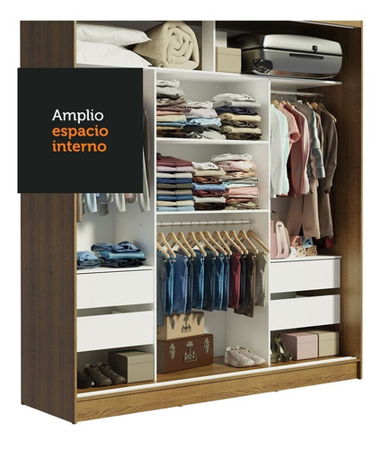 Ropero Reno Madesa 3 Puertas Corredizas 2 Con Espejo