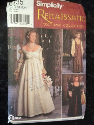 Patron Simplicity Renaissance Costume Collection 8735 Fiesta