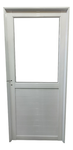 Puerta Aluminio 80x200 1/2 Mitad Vidrio Herrero Aberplus