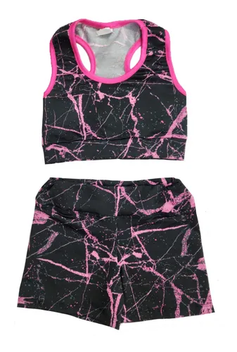 Conjunto Deportivo Niña Biker Y Top Modelo Fantasy Licra