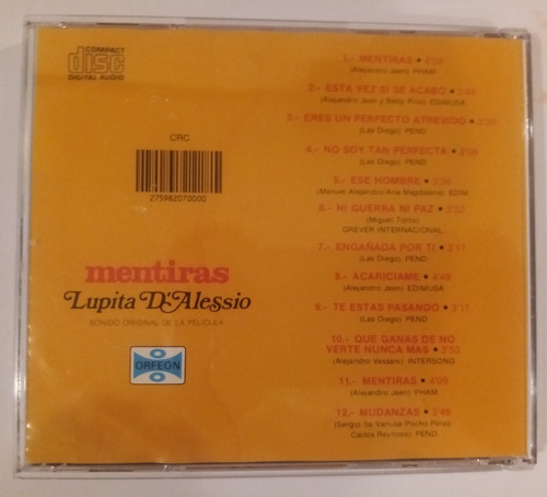 Set De Lupita D´alessio Mentiras Cd Y Dvd (Usado)