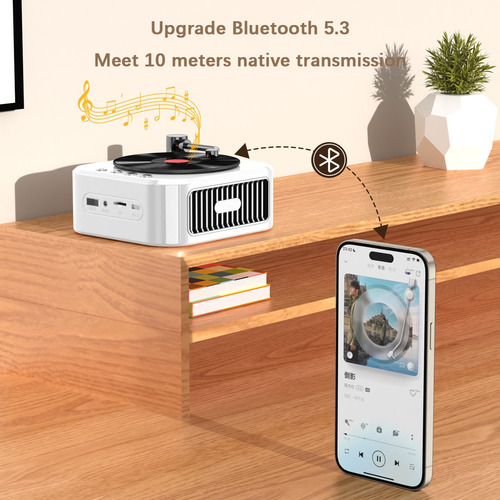 X Altavoz Bluetooth Retro Con Disco De Vinilo De Alta