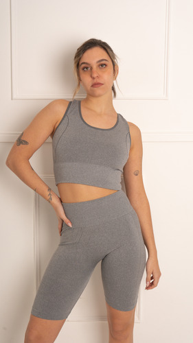 Conjunto Deportivo Calza Biker Pump Y Top Calce Perfecto