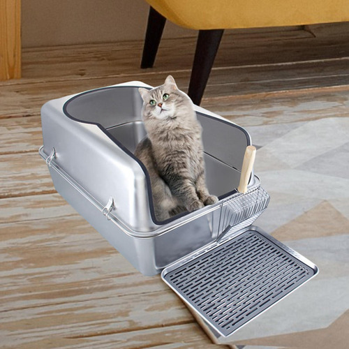 Caja De Arena Para Gatos De Acero Inoxidable, Orinal Para