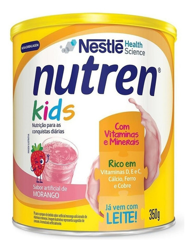 Fórmula infantil em pó Nestlé Nutren Kids sabor morango en lata de 350g - 4  a 6 anos
