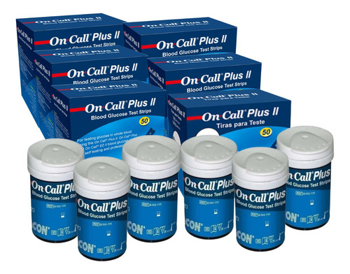 300 Tiras De Glicose On Call Plus Ii Cor Azul