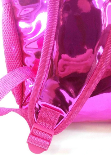 Imagen 4 de 10 de Mochila Urbana Escolar Skora Metalizada Fucsia
