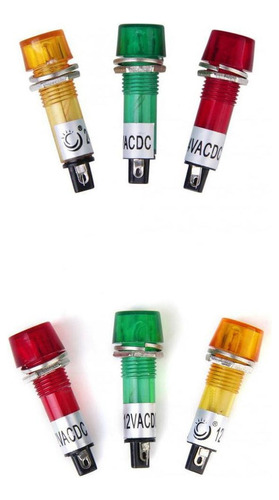 6pcs 12v Y 24v Ac / Dc Luz Indicadora Lámpara Piloto Dash