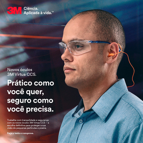 Oculos Segurança 3m Virtua Ccs Incolor Proteção Antiembaçant