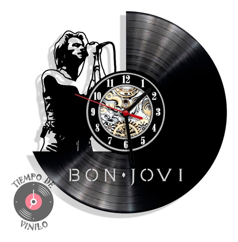 Reloj De Pared Elaborado En Disco Lp Ref. Bon Jovi