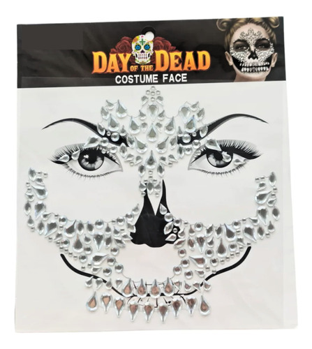 Mascara Cristales Catrina Halloween Pegatina Maquillaje