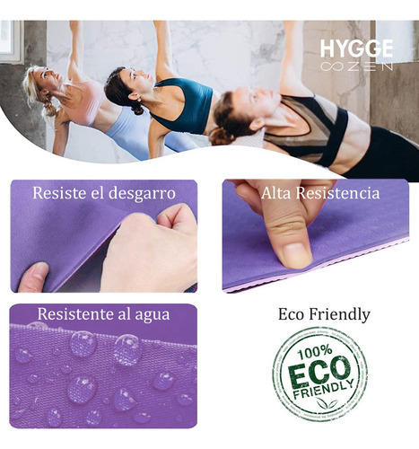 Imagen 4 de 10 de Mat Yoga Colchoneta Bicolor Guía Posiciones Tpe 6mm + Funda