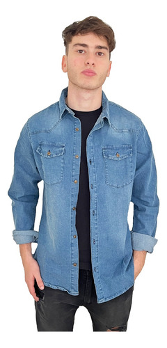 Imagen 1 de 9 de Camisa Jony Hombre Azul Elastizada