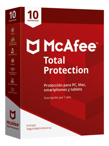 Licencia Mcafee Total Protection/10 Dispositivos/1 Año/caja