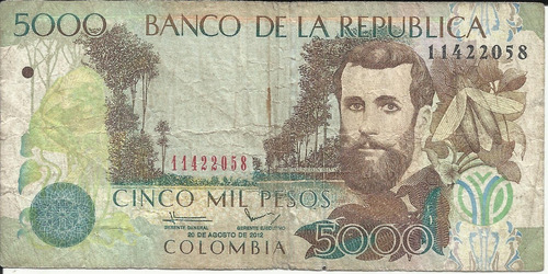 Colombia 5000 Pesos, 20 Agosto 2012