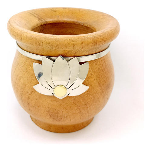 Mate De Madera Y Alpaca Modelo Flor De Loto