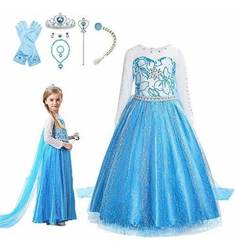 Vby Vestido De Princesa De Nieve Para Niñas Reina Cosplay Di