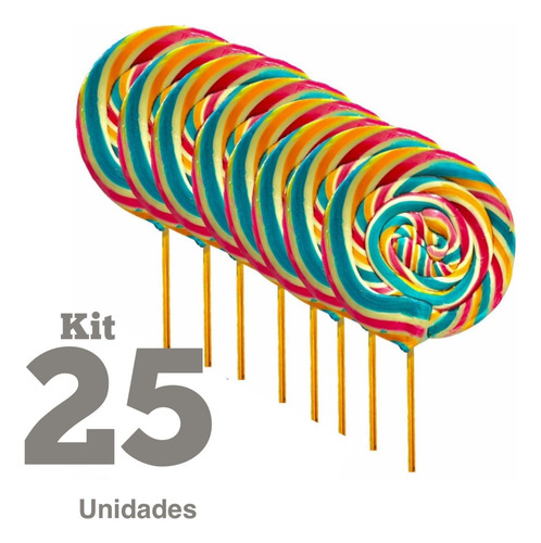 Kit Pirulito Psicodélico 9,5cm Cores Vibrantes E Diversas