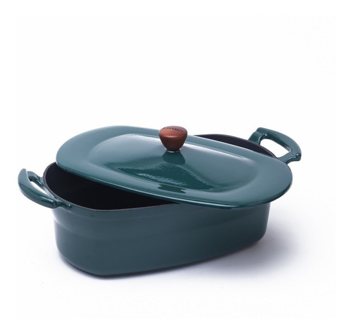 Olla Cacerola Oval Hierro Fundido Esmaltado Lafont 7,5 Lts. Color Verde