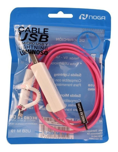 Cable Luminoso Cargador Usb A Micro Usb Celular Leds Noga