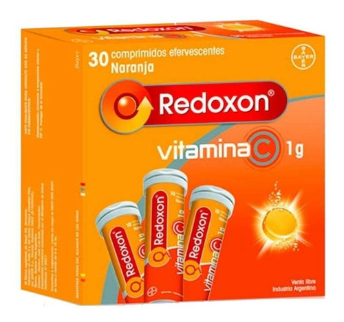 Imagen 1 de 1 de Suplemento en efervescentes Bayer  Redoxon vitamina c sabor naranja en caja de 30g 30 un