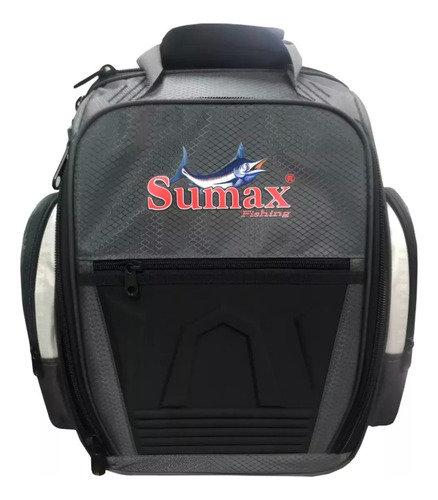 Bolso De Pesca Sumax Mochila 3 Cajas Porta Reel Pinza Gafas Negro
