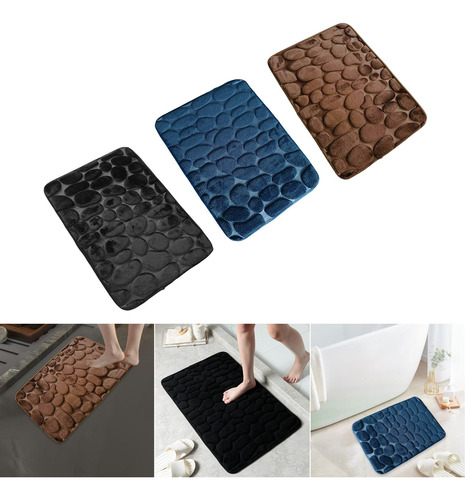 3 Alfombrillas De Baño Con Efecto 3d De Adoquines,