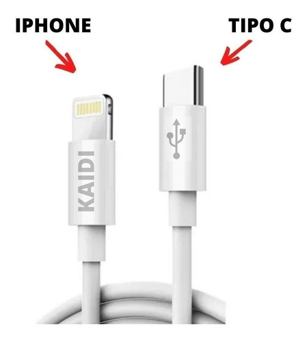 Cabo Tipo C Para iPhone 14 13 11 12 6 7 8 Xr Entrada Nova. Cor Branco