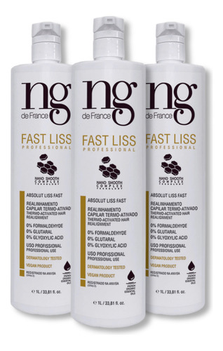 Kit 3 Fast Liss Redutor De Volume Ng De France 1000ml
