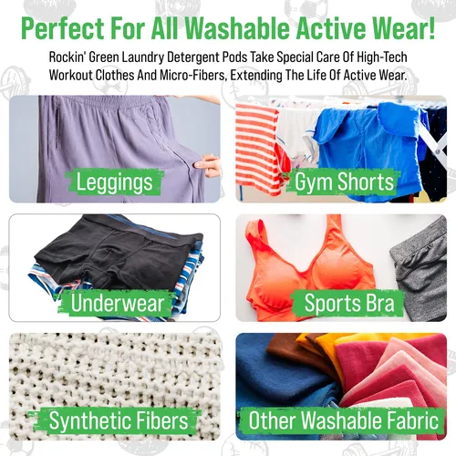 Detergente Para Ropa Rockin' Green Active Wear 40 Cápsulas