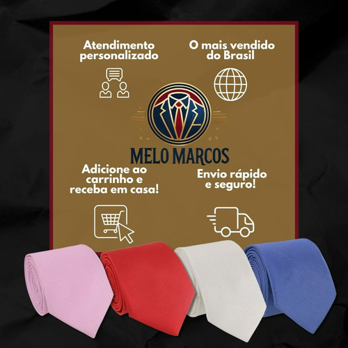 Kit 7 Gravatas Masculina Premium Várias Cores Padrinhos