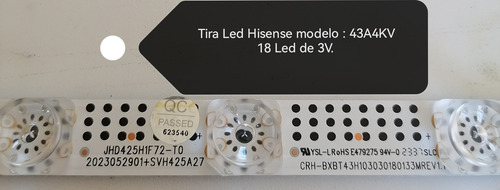 Tira Led Hisense 43a4kv Crh-bxbt43h103030180133mrev1. 1 (Usado)