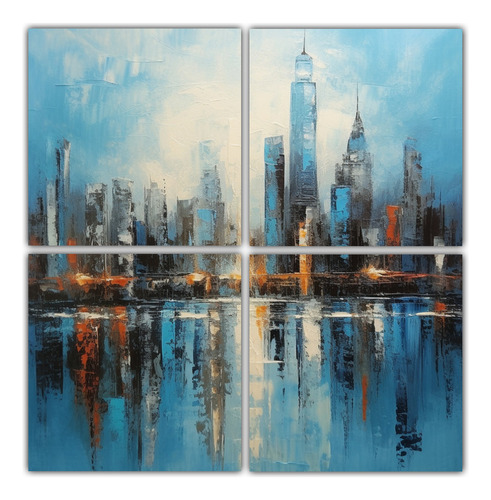 120x120cm Cuadro Movimiento Nueva York - Espátula En 4 Tela