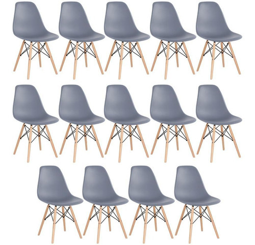 14 Cadeiras Eames Wood Cozinha Jantar Pés Palito Cores Cor Da Estrutura Da Cadeira Cinza-escuro