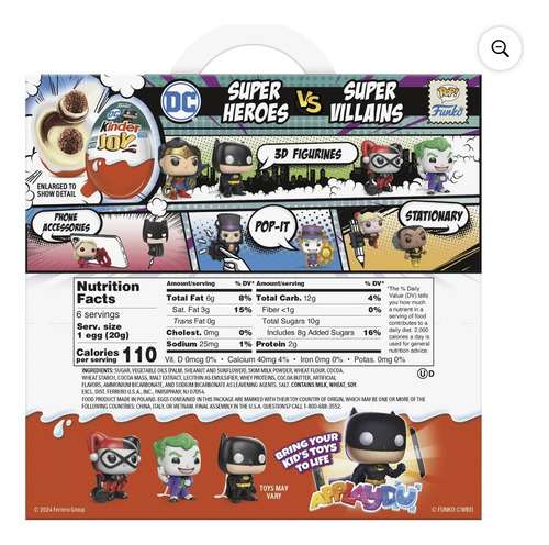Kinder Joy Chocolate Funko Batman Dc Comics 6 Huevos