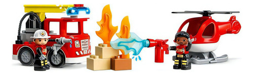 Kit de bombeiros e helicóptero Lego Duplo 10970 2+ Número de peças 117