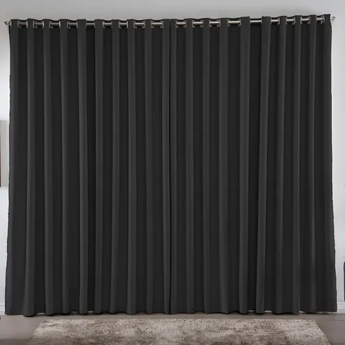 Cortina 4,00x2,80 Metros Blackout Blecaute Preto Corta Luz Em Tecido Grosso Para Quarto E Sala Texfine