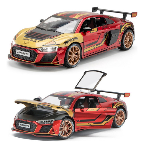 Audi R8 Gt Pista 1/24 Miniatura Metal Coche Con Luz Y Sonido