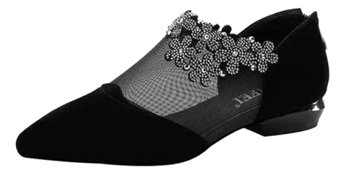Sandalias De Malla Hueca De Tacón Bajo For Mujer, Zapatos I